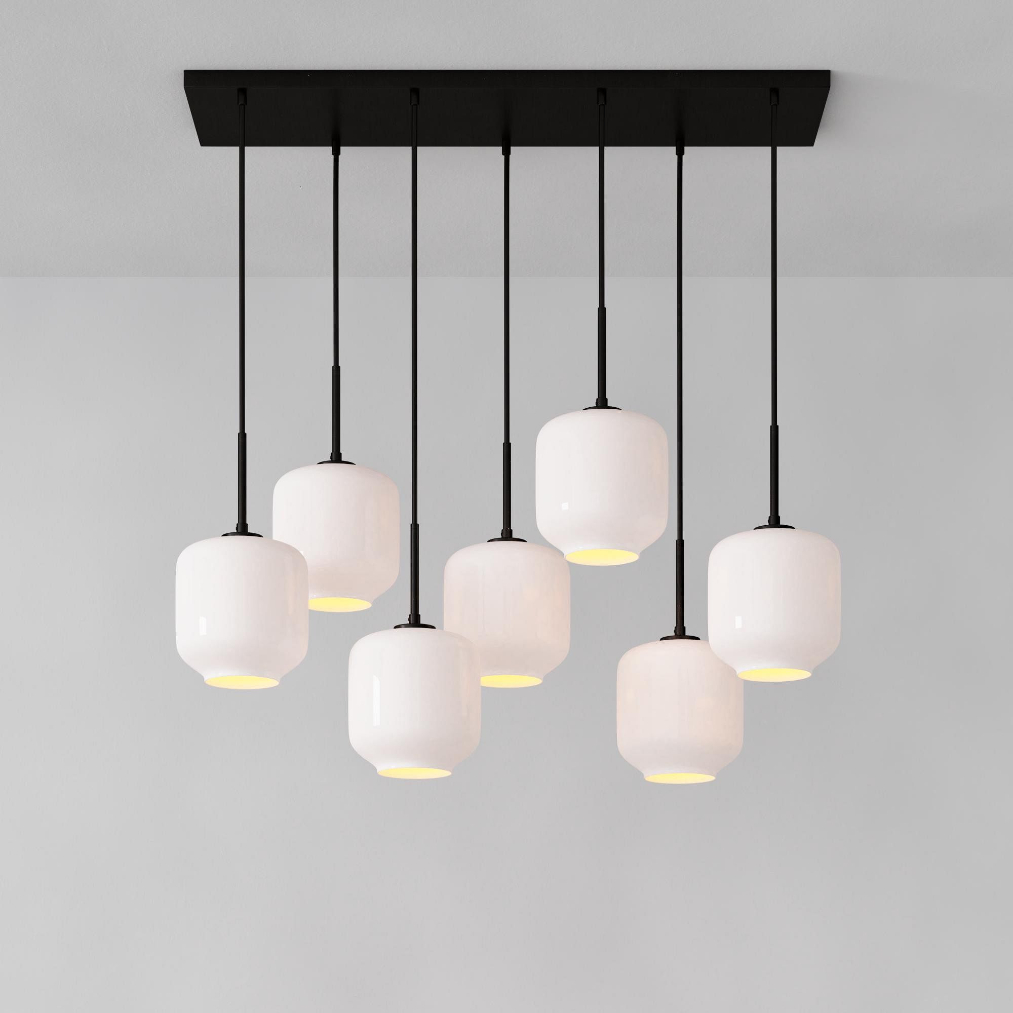 Lumivelle Sculptural 7-Light Chandelier – Adjustable Height Modern Glass Pendant