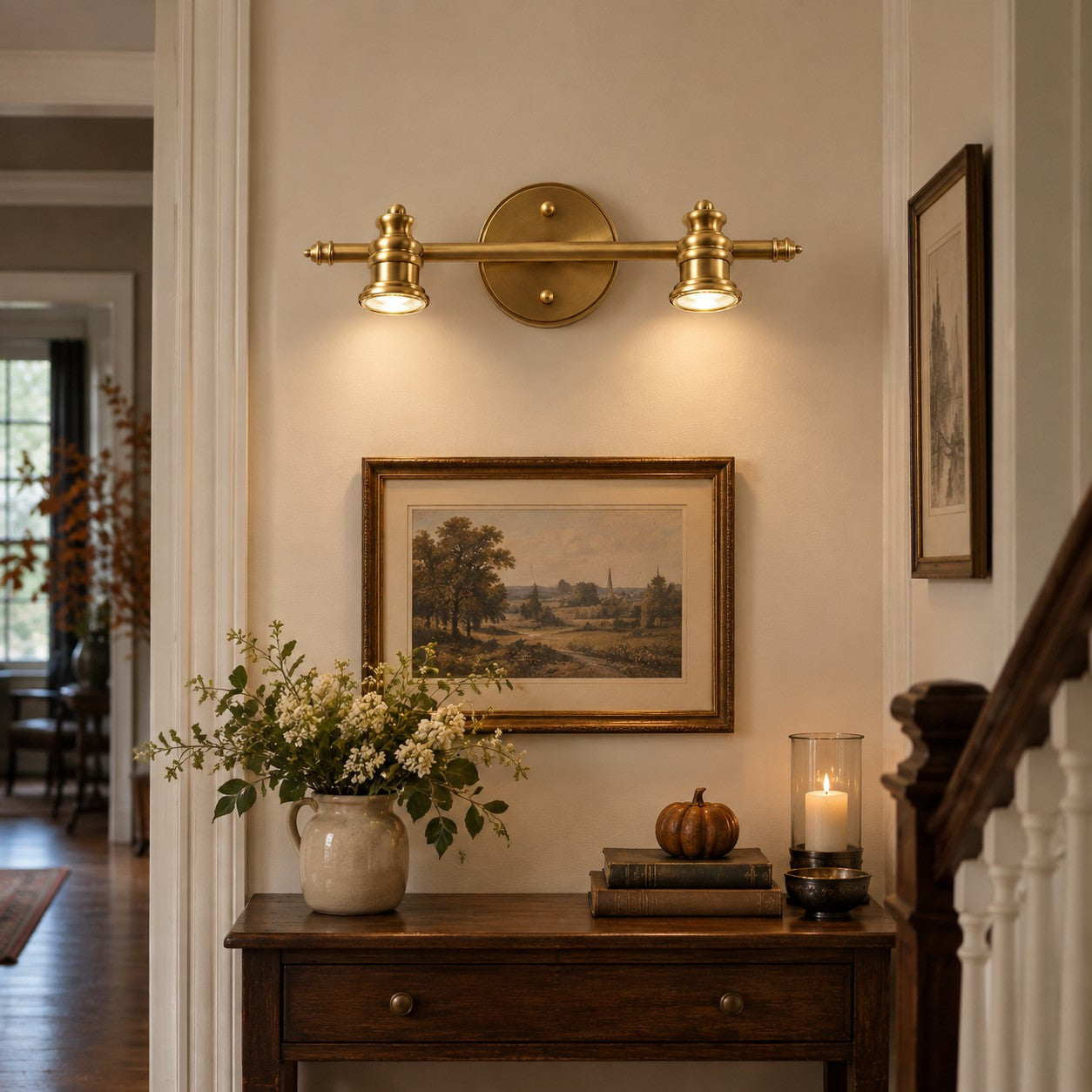 Aurelia Brushed Brass Adjustable Vanity Wall Light