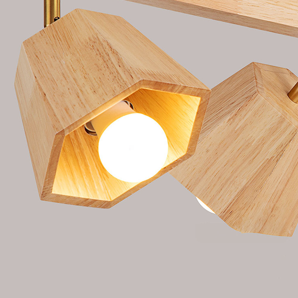 Adjustable Wood Ceiling Light - Polygons Track Light for Living Room