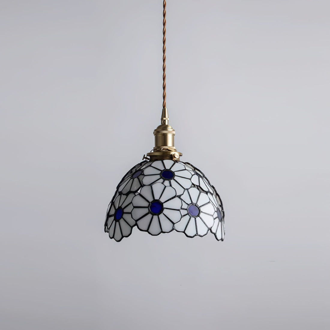 Brass Stained Glass Plug-In Pendant
