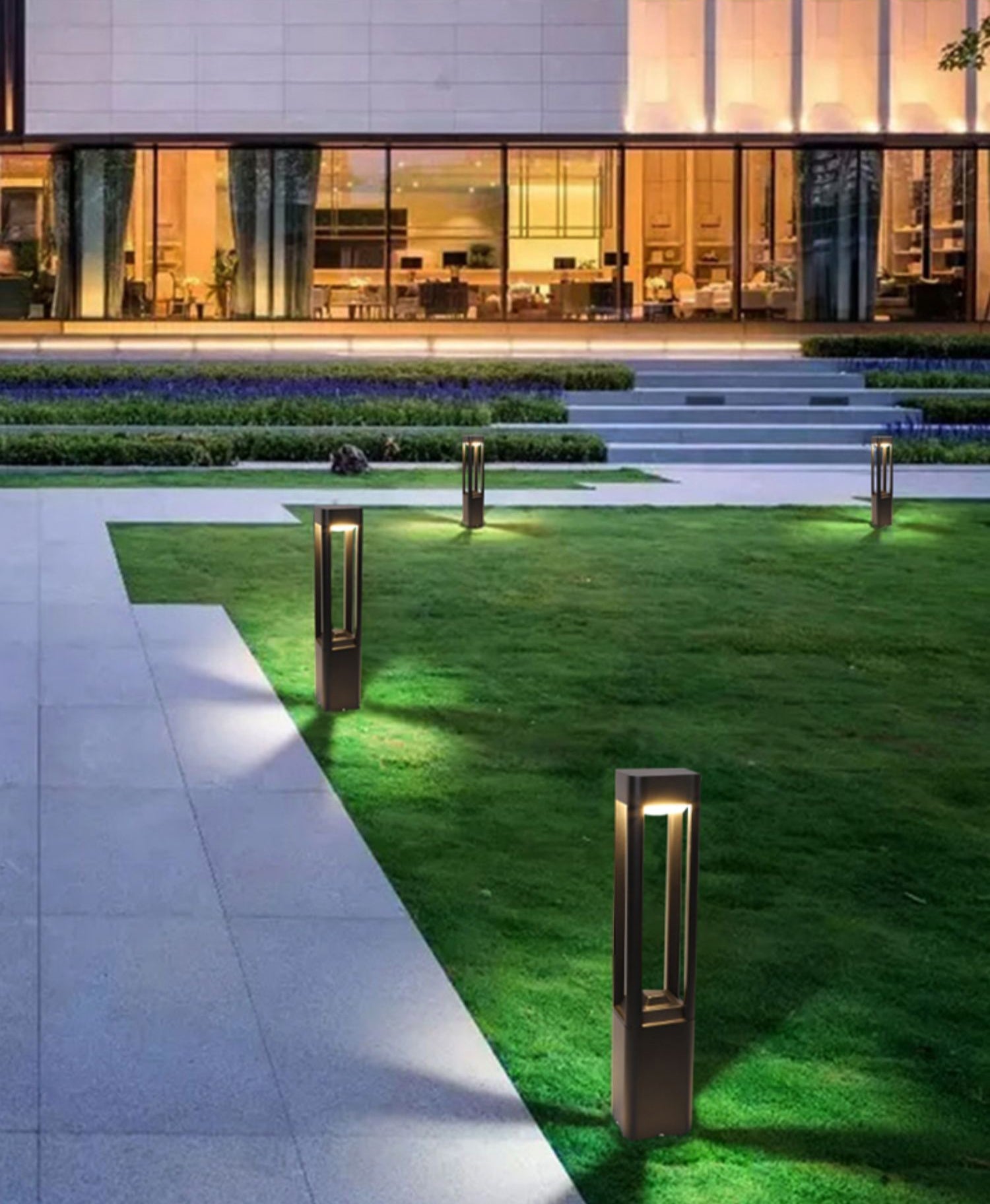Rectangular Garden Bollard Light - Modern LED Lamp for Pathway