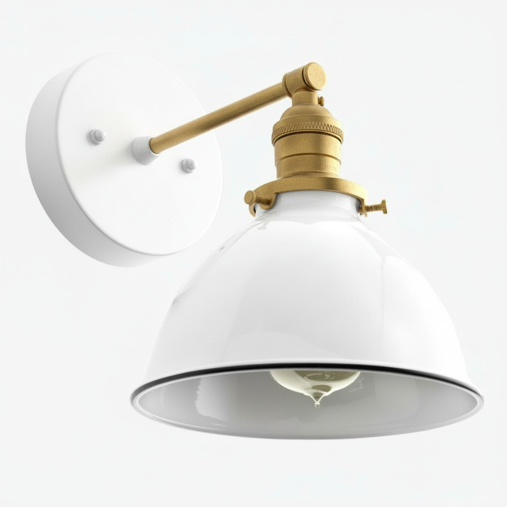 Conique Wandleuchte aus Metall – Weißer Metallschirm – Industrielle moderne Beleuchtung
