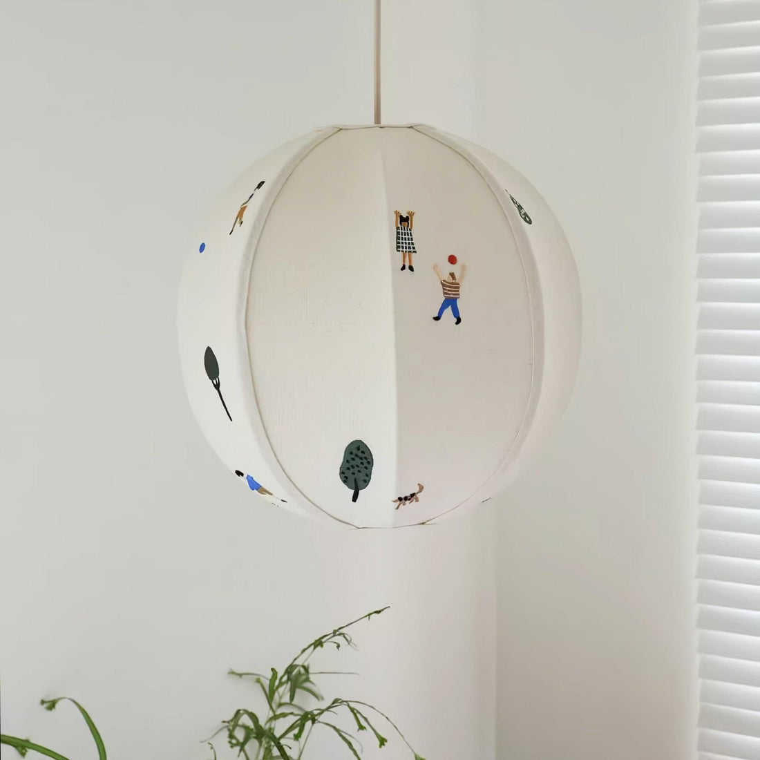 Bunte Baumwoll-Szenenpendelleuchte mit Stecker