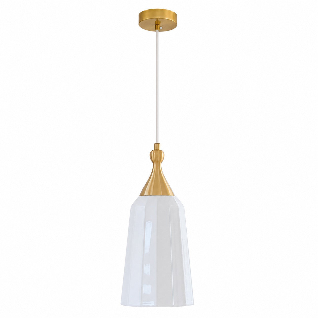 Tall fluted white ceramic pendant chandelier