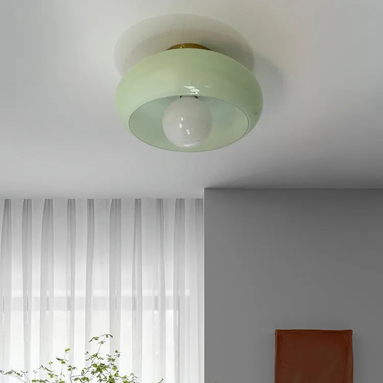Retro Glass Ceiling Light - Round Fixture for Living Room
