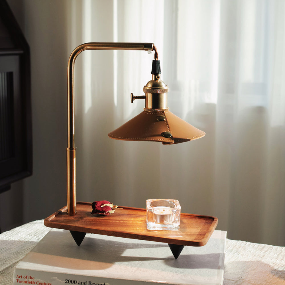 Retro Wood Table Lamp - Aromatherapy Candle Holder with Vintage Charm