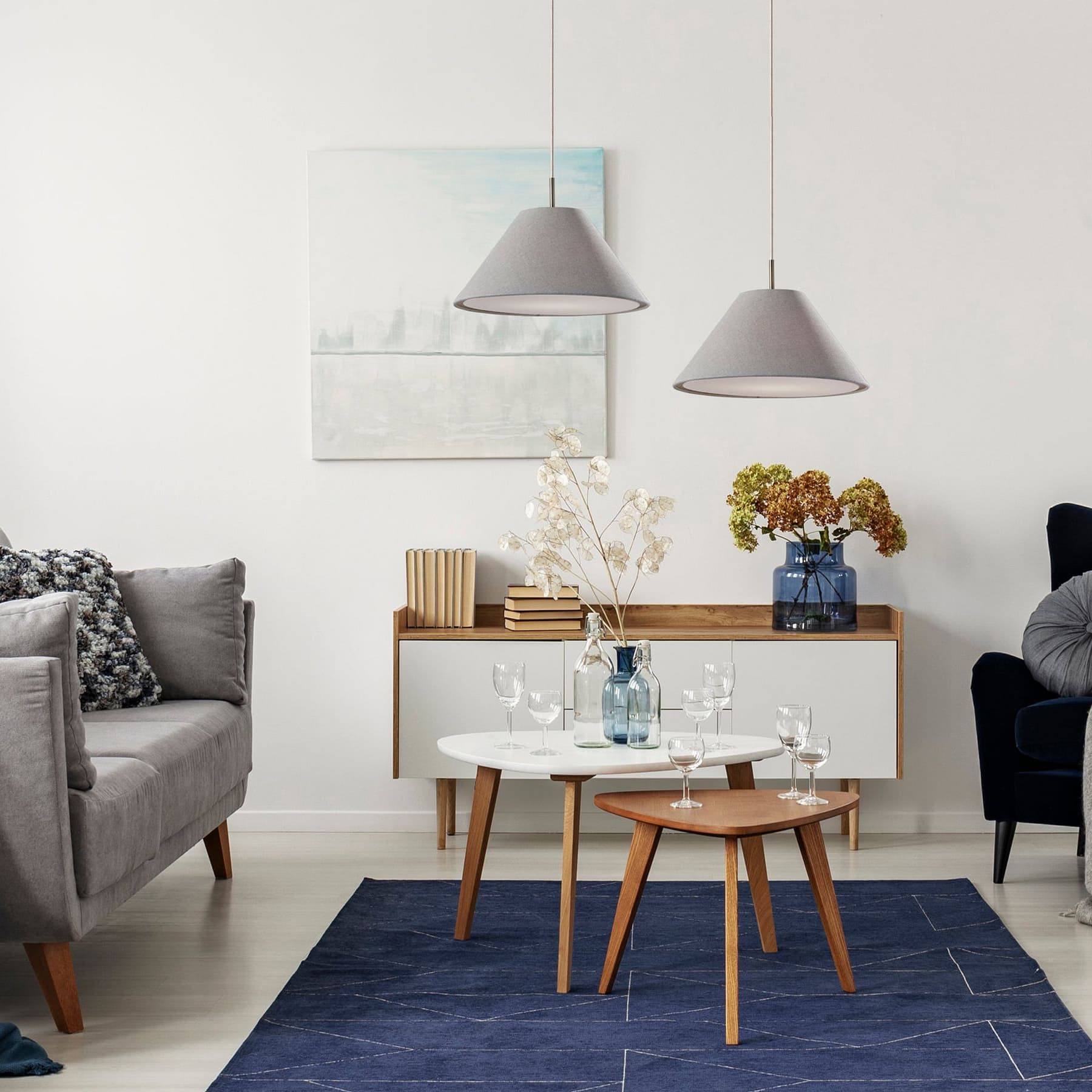 Lorvion Leinen-Trommelschirm, Deckenleuchte und Anhänger, antikes Messing