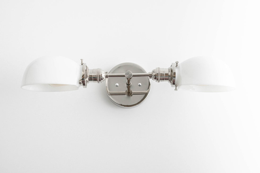Ornato Luxe Mid-Century Vanity Light - Brass Bathroom Fixture with Opal Glass