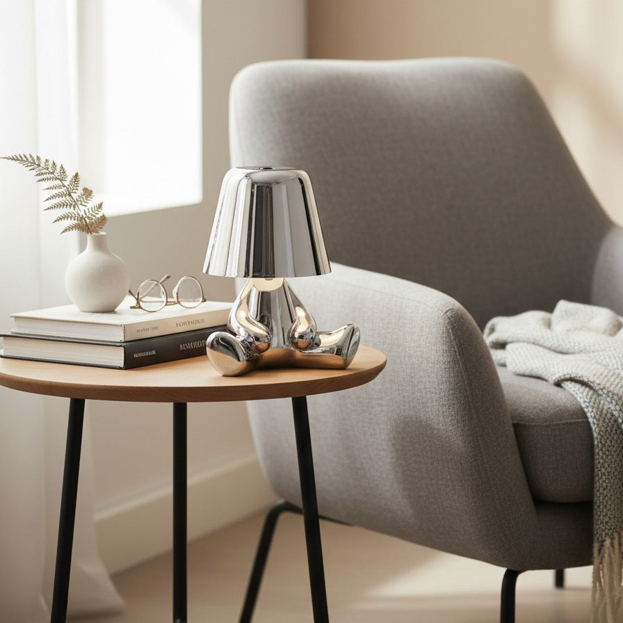 Aurabrova Rechargeable Human Figure Table Lamp – Modern Aluminium Lamp for Living Room
