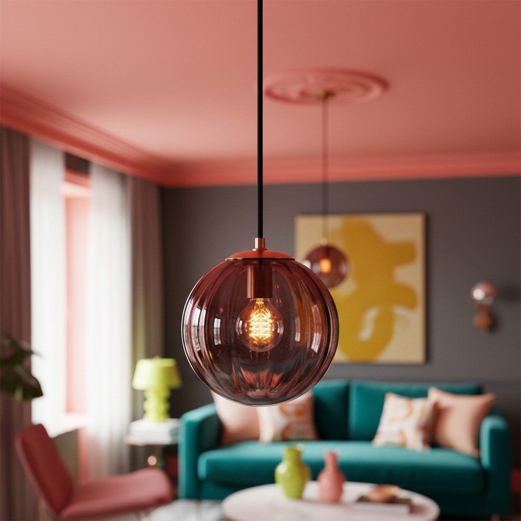 Lunorie Iron Metal Glass Globe Pendant Light – Sculpted Adjustable Pendant for Dining Spaces