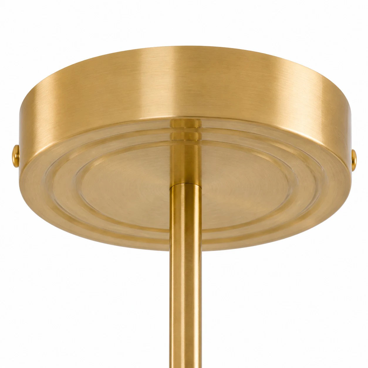 Brass-toned ceiling canopy and mounting detail