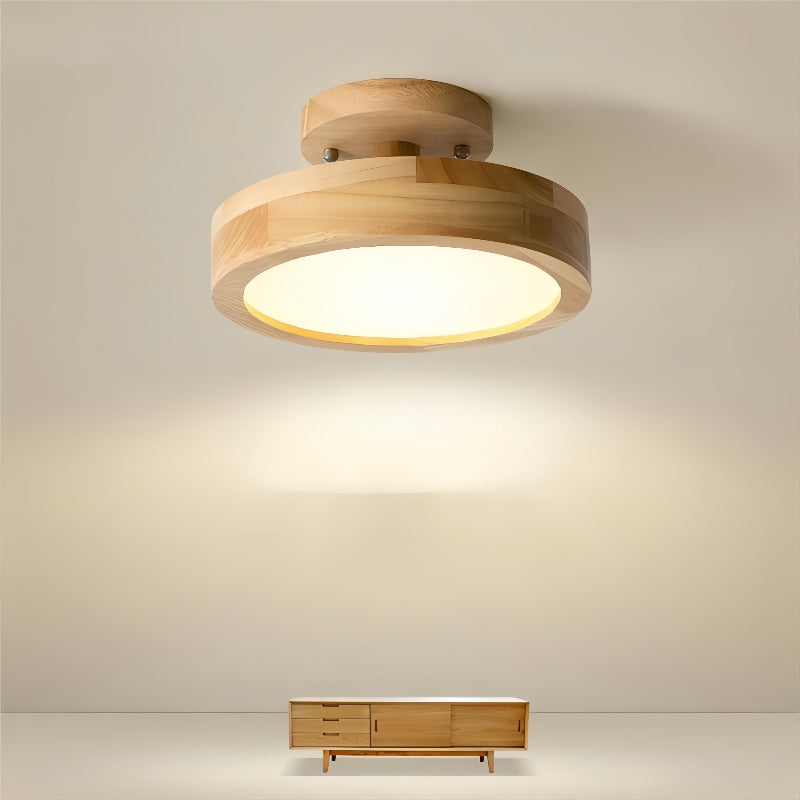 Bunte runde Deckenleuchte aus Macaron-Holz