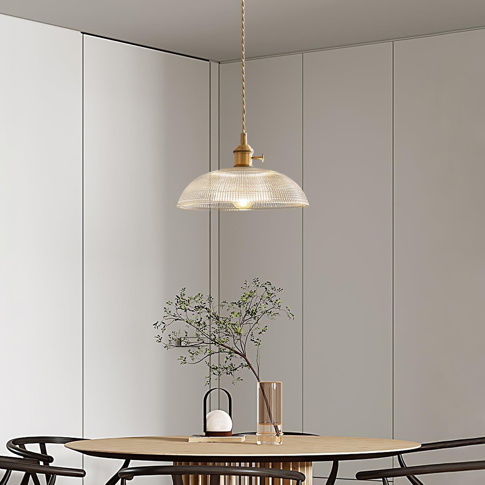 Polished Brass Domed Glass Plug-In Pendant