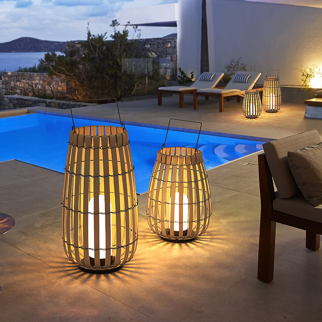 Tropic Braid Outdoor Lamp - Faux-Rattan Metal Waterproof