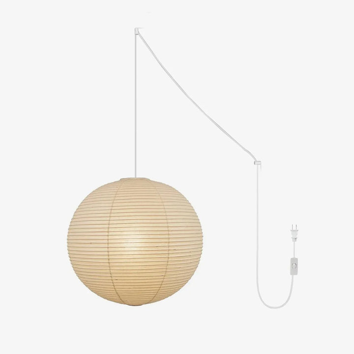 Runde Swag-Lampe aus der Mitte des Jahrhunderts – handgefertigte Papierlampe fürs Schlafzimmer
