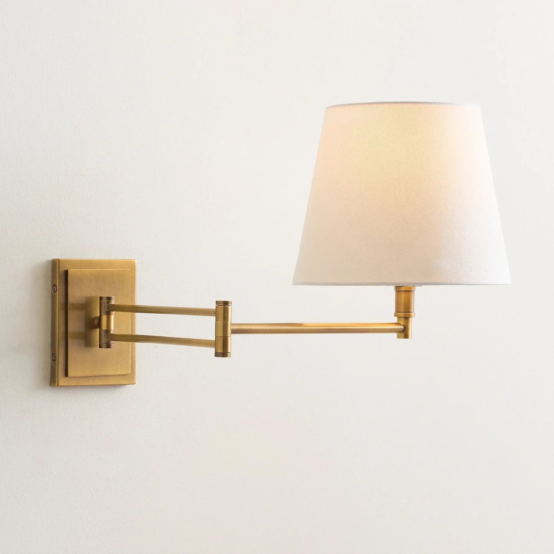 Arcuma Modern Adjustable Arm Wall Sconce with Linen Shade - Contemporary Metal Lighting for Living Room