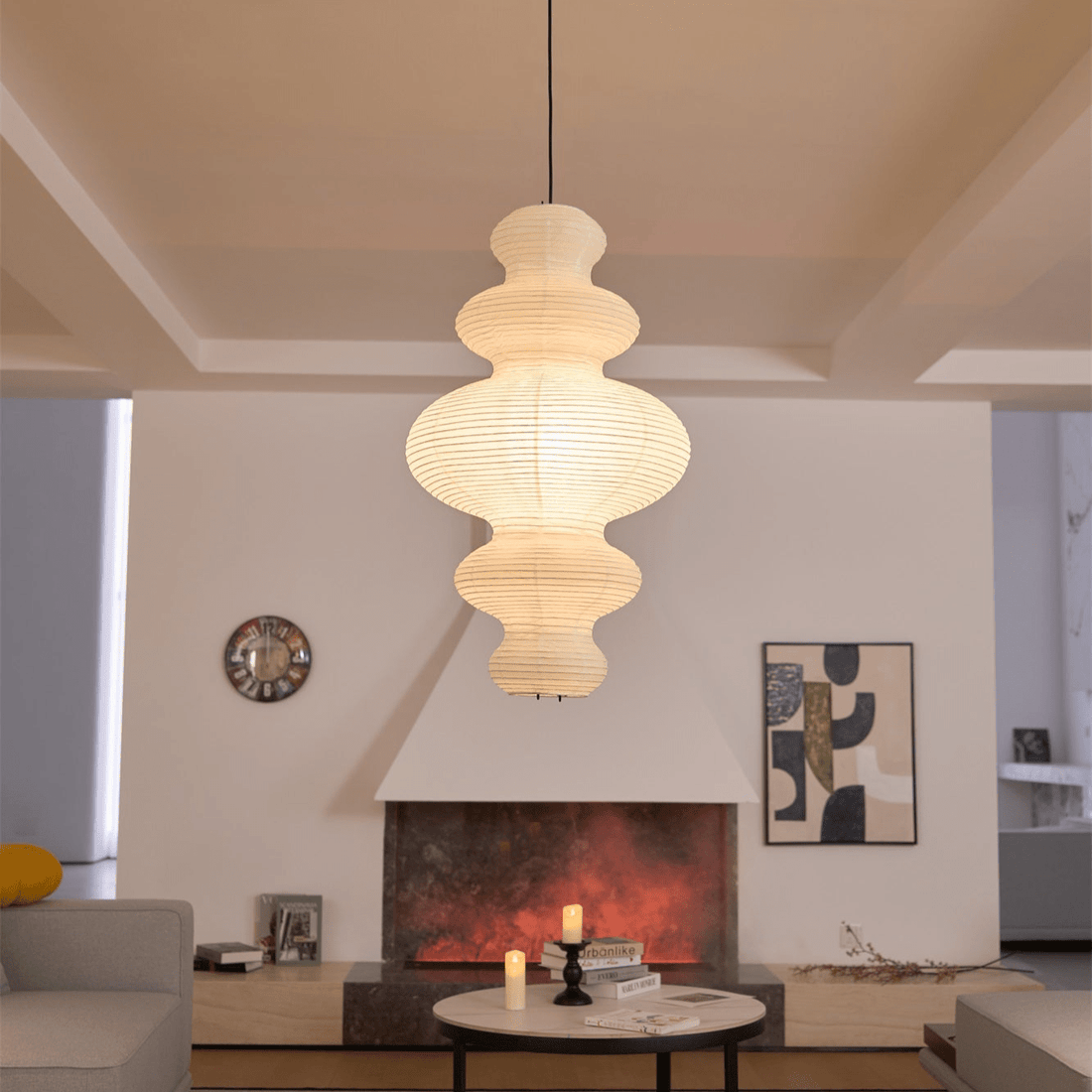 Sculptural Rice Paper Pendant Lamp - Luxurious Lamp for Bedroom
