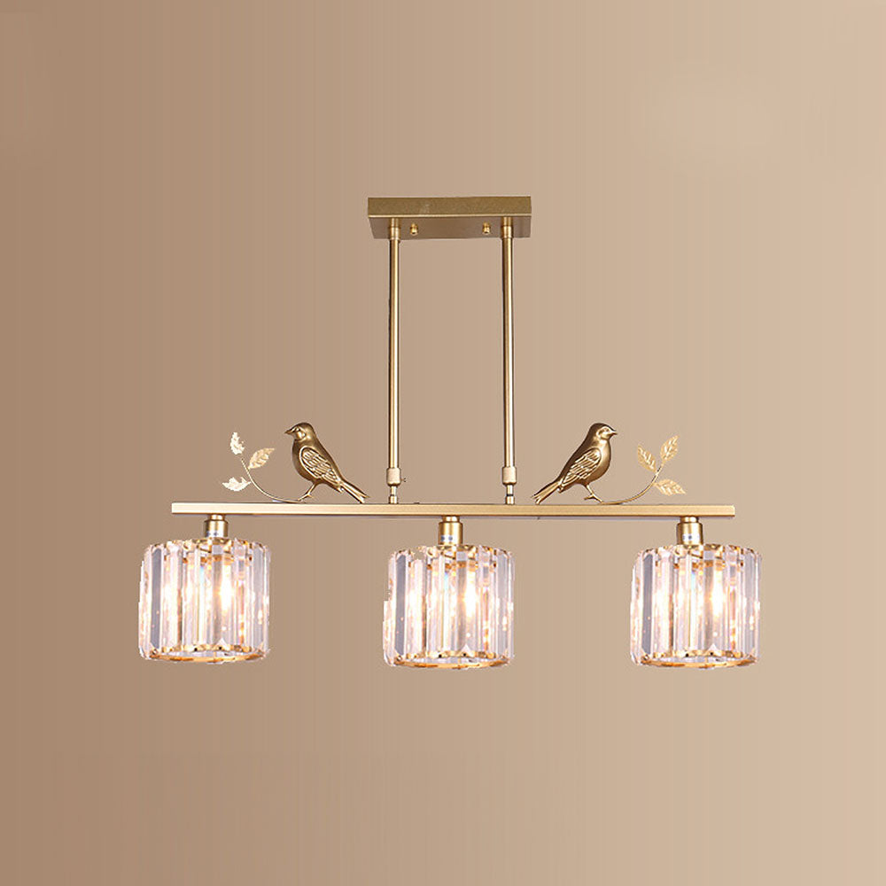 Crystal Island Pendant Light - Multi-Head Bird Theme Luxe Design