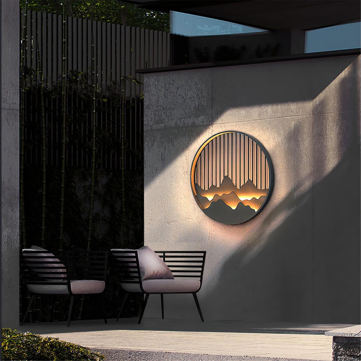 Mountain Outdoor Wall Lamp - Modern Circular Metal Light for Garden