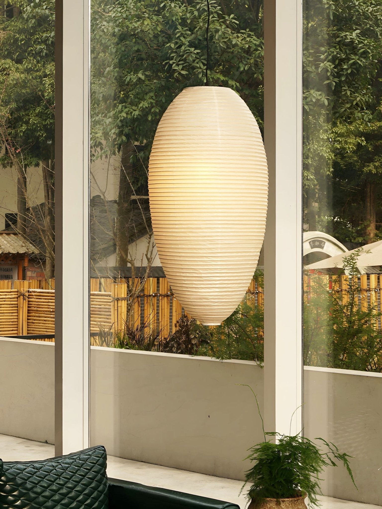 Washi Paper Pendant Lamp - Warm Chestnut Glow for Elegant Interiors