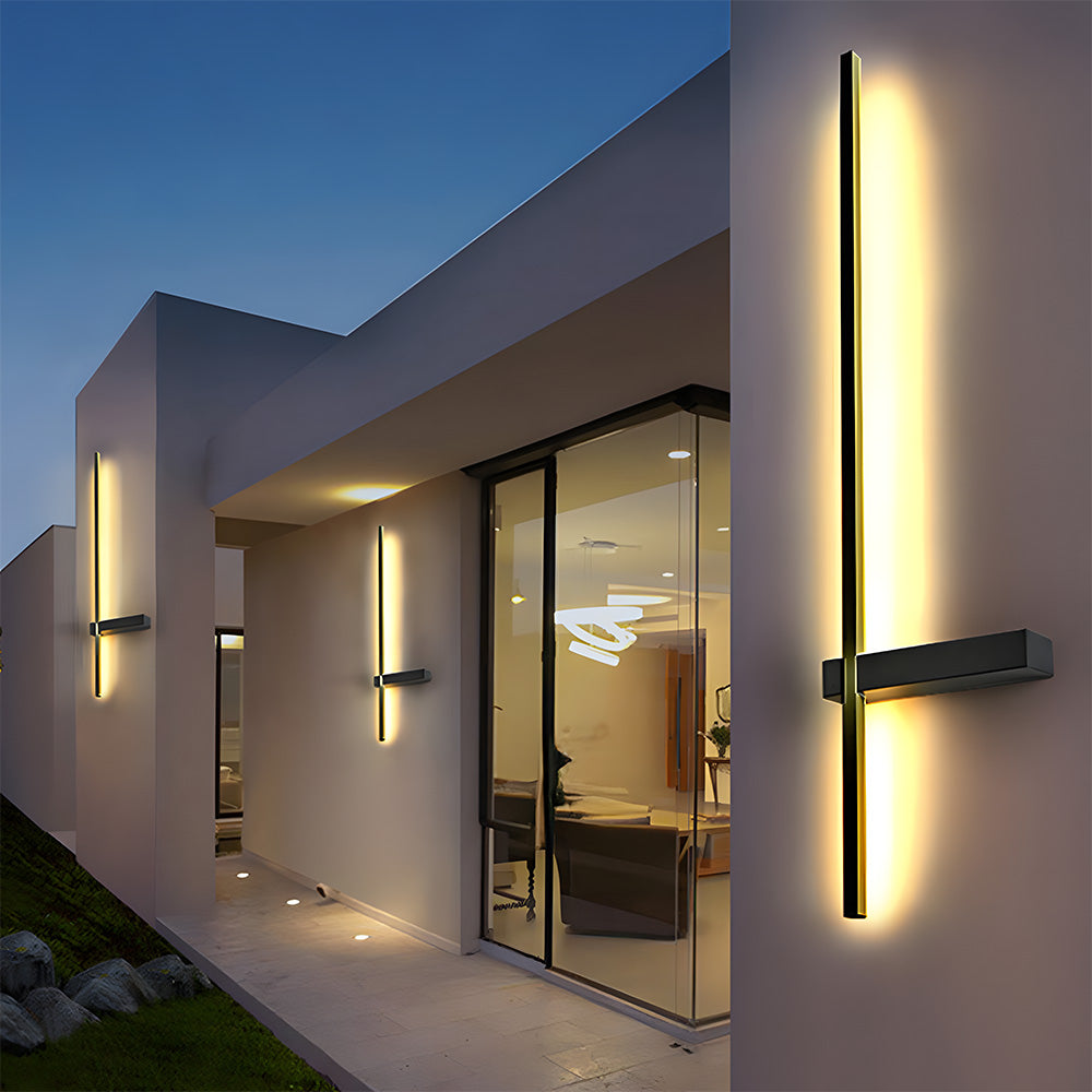 IP54 Outdoor Wall Light - Modern Black LED Strip Lighting