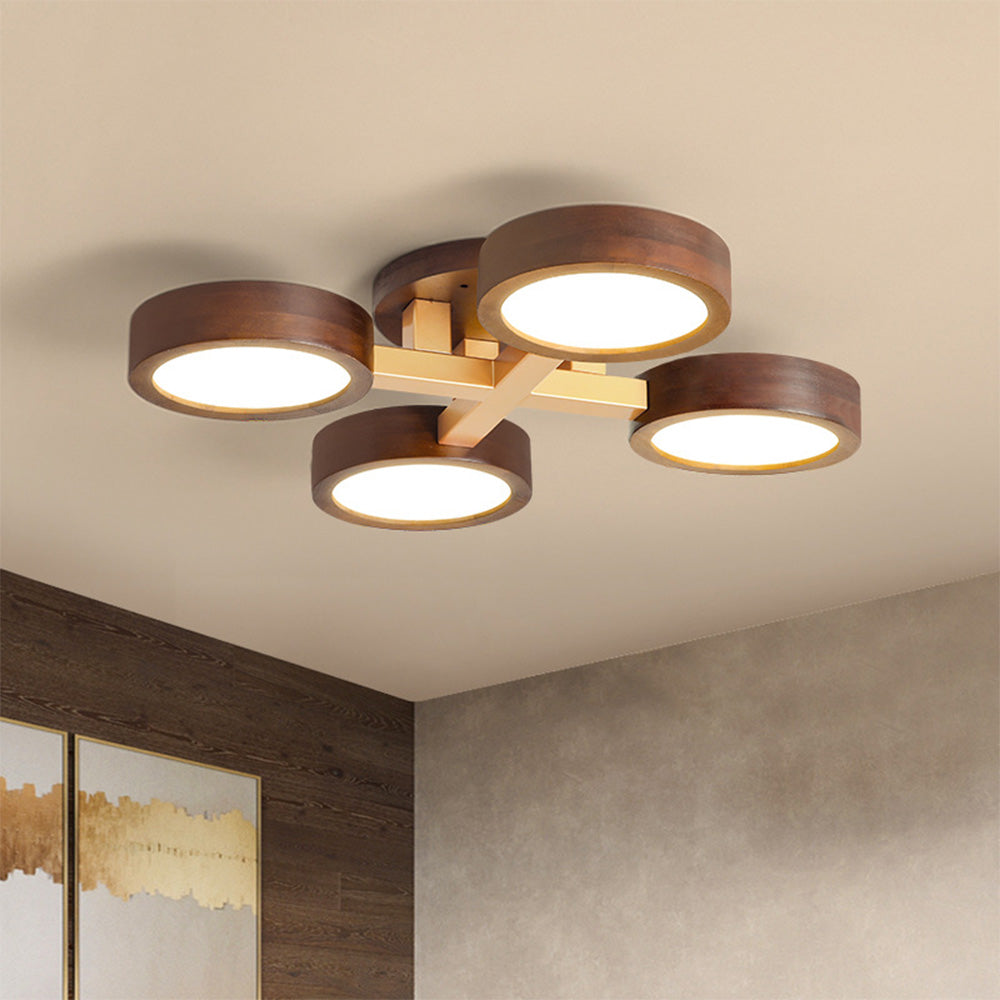 LED Ceiling Light – Modern Iron Wood Fixture for Bedroom Ambiance