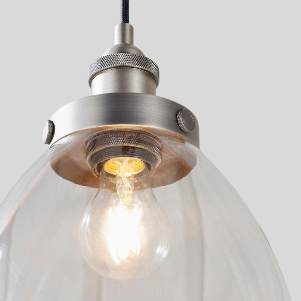 Novera Art Deco Dome Adjustable Height Glass Shade Pendant Light - Living Room