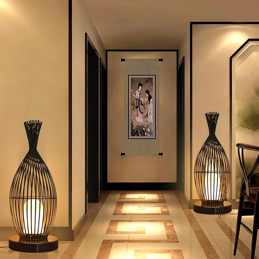 Modern Lantern Light - Spherical Striped Ambience Lamp for Outdoor