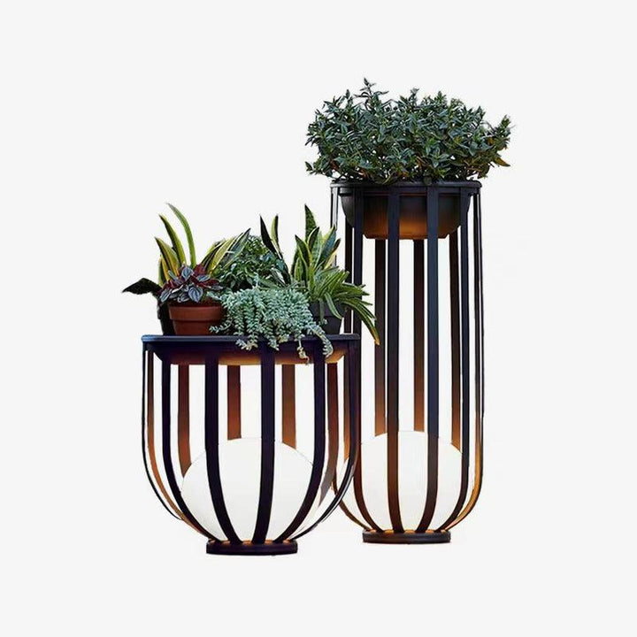 Garden Outdoor Floor Lamp - Dimmable LED Light with Tray & Flower Pot