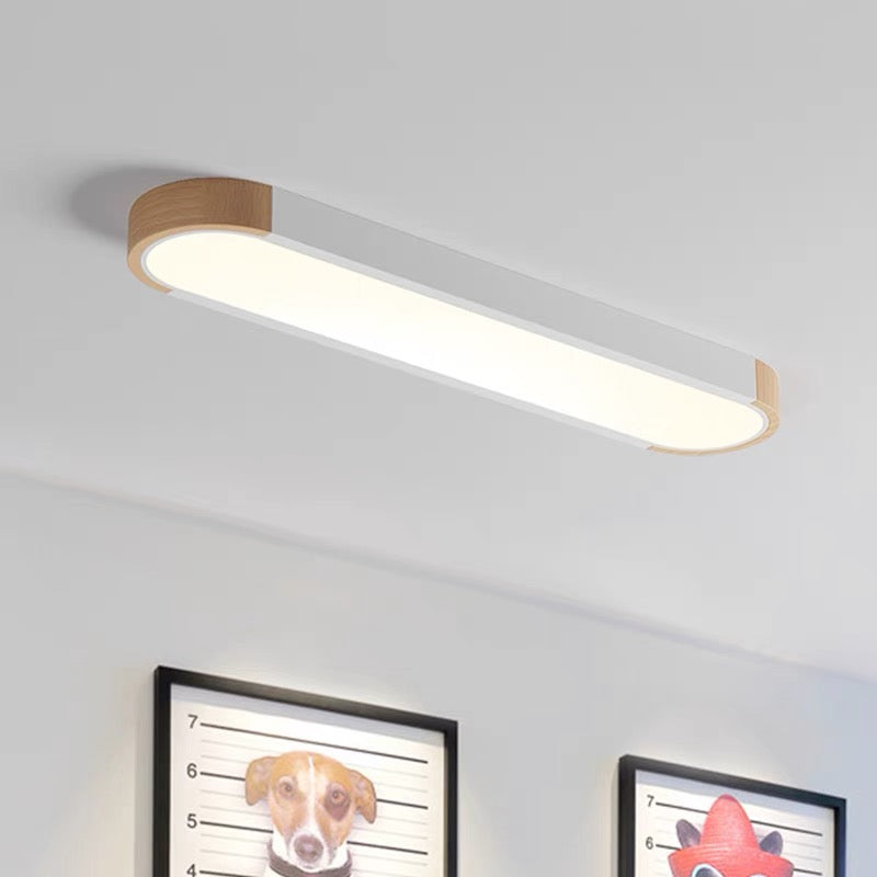 Minimalist Hallway Ceiling Light – Wood & Metal Modern Fixture