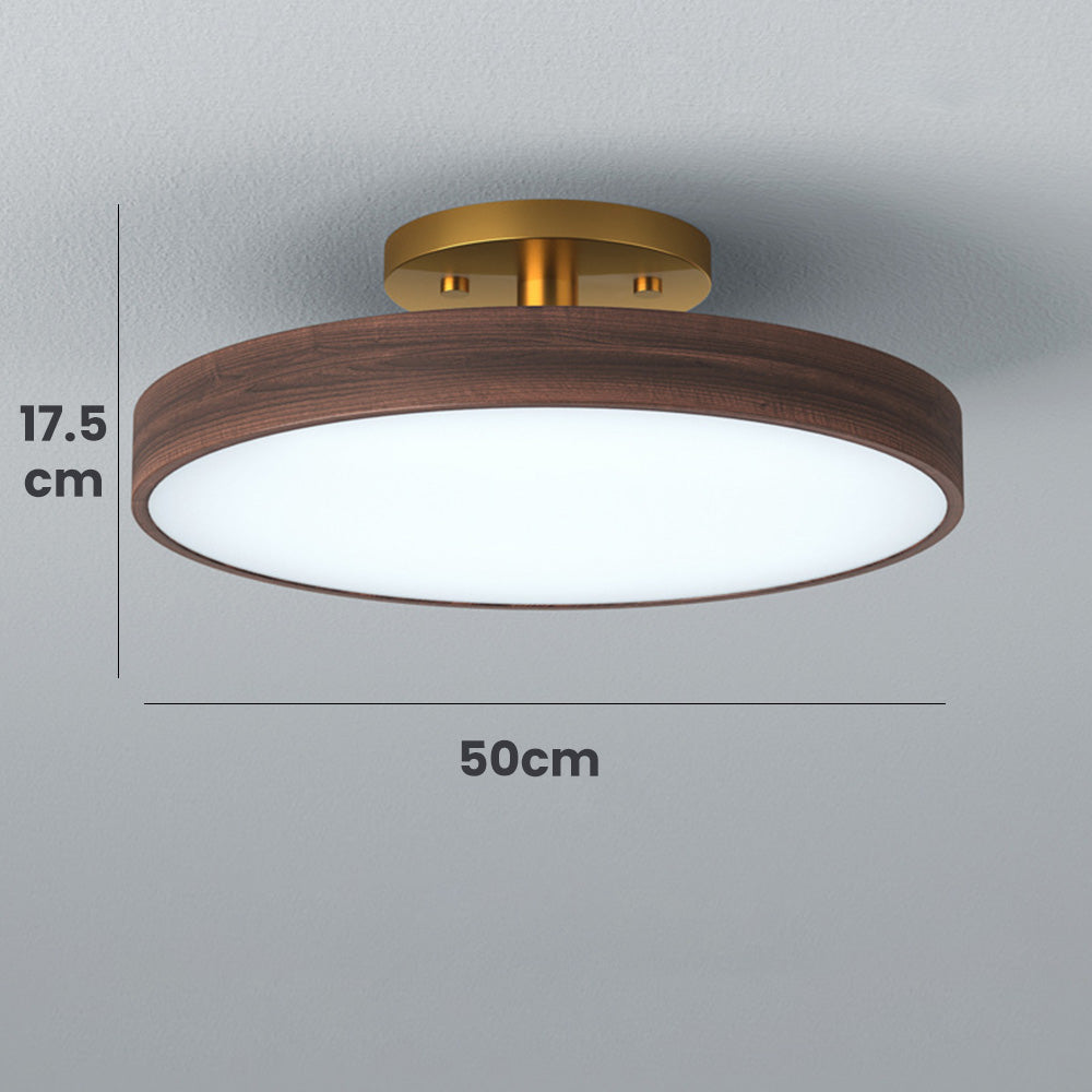 Round LED Ceiling Light - Modern Brown Acrylic Lamp for Bedroom