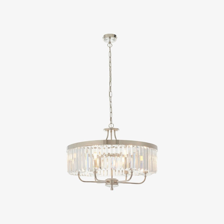 Beveline 6 Light Round Pendant - Cut Glass Shades Elegant Metal Frame for Dining Kitchen Island