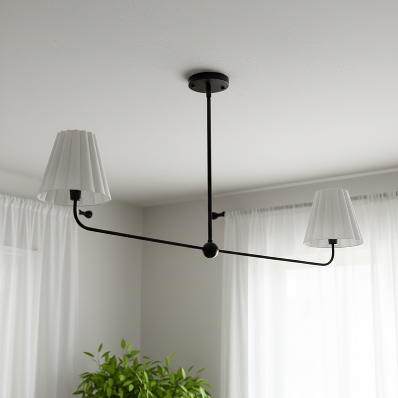 Ruffmeto Ruffled Shade Metal Frame Chandelier for Dining, Entry and Living Room
