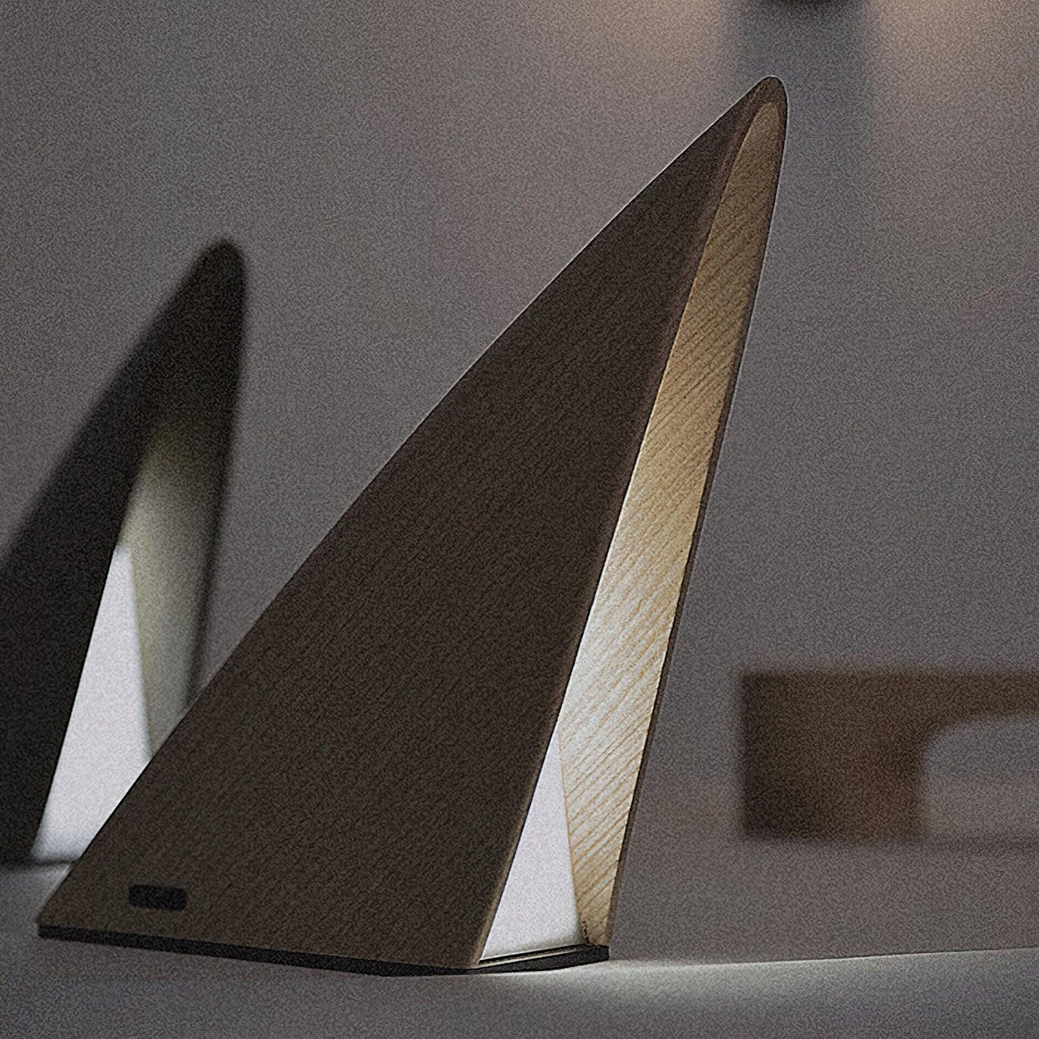 Triangular Table Lamp - Wooden Rechargeable LED for Bedroom & Office