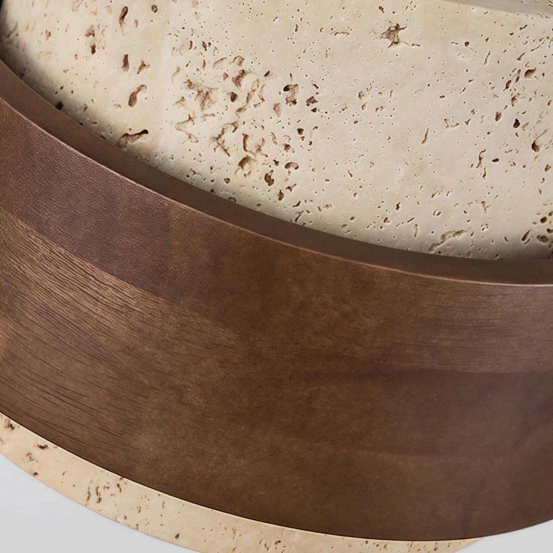 MokuStone Wabi Sabi Travertine Ceiling Lamp - Textured Stone Flush Mount Lighting for Home