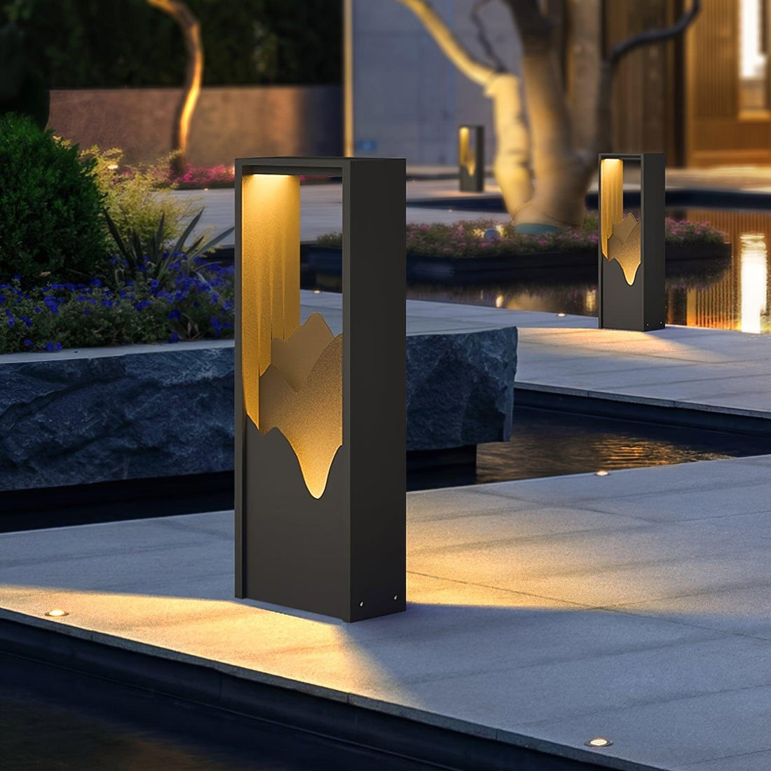 Modern Solar Outdoor Light - Square Lamp Stainless Steel for Garden