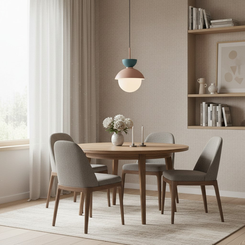 Frovela Nordic Macaroon Pendant Lamp with Globe Design – Aluminum Lighting for Bedroom or Living Room