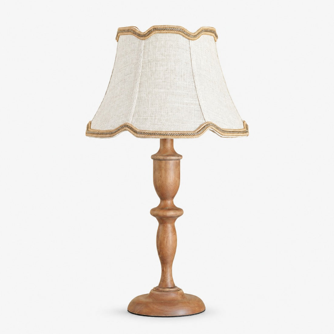 Vintage Fabric Table Lamp with Scalloped Shade