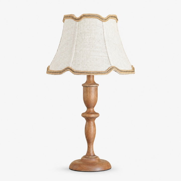 Vintage Stoff-Tischlampe mit gewelltem Schirm