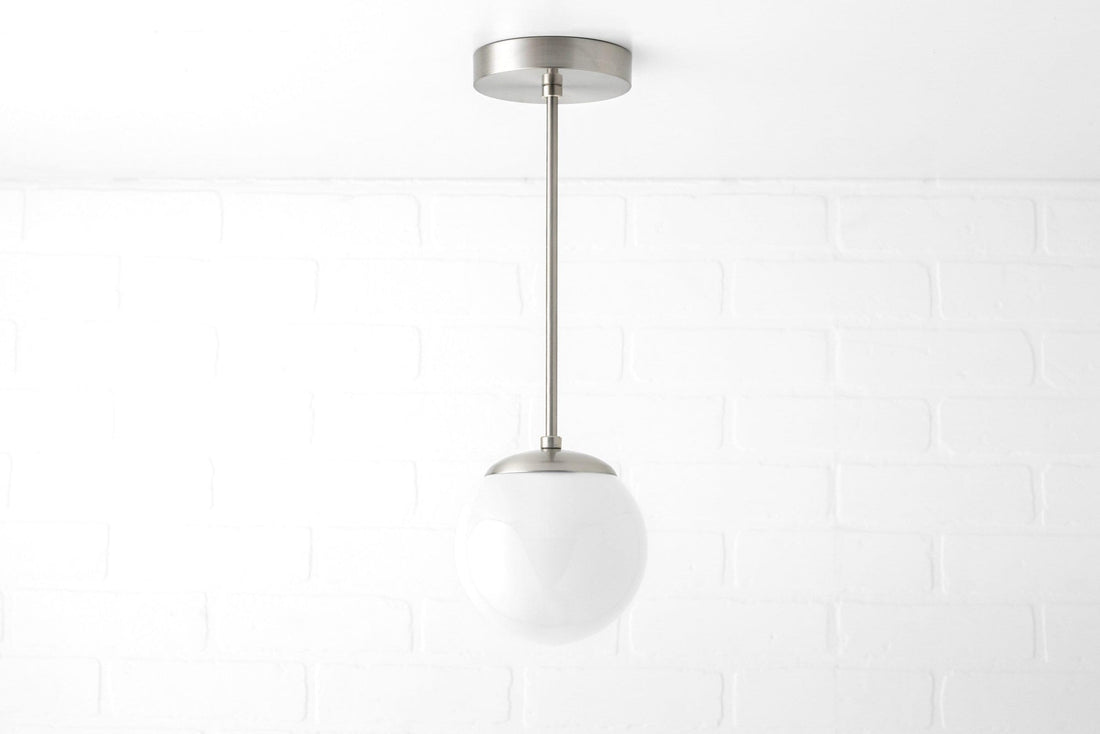 Glorica Glas Weiße Kugel Pendelleuchte - Mid Century Modern Glas Hängeleuchte