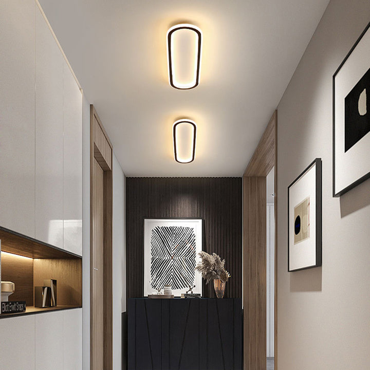 Oval LED Ceiling Light - Gold Art Deco Design Lamp for Modern Homes
