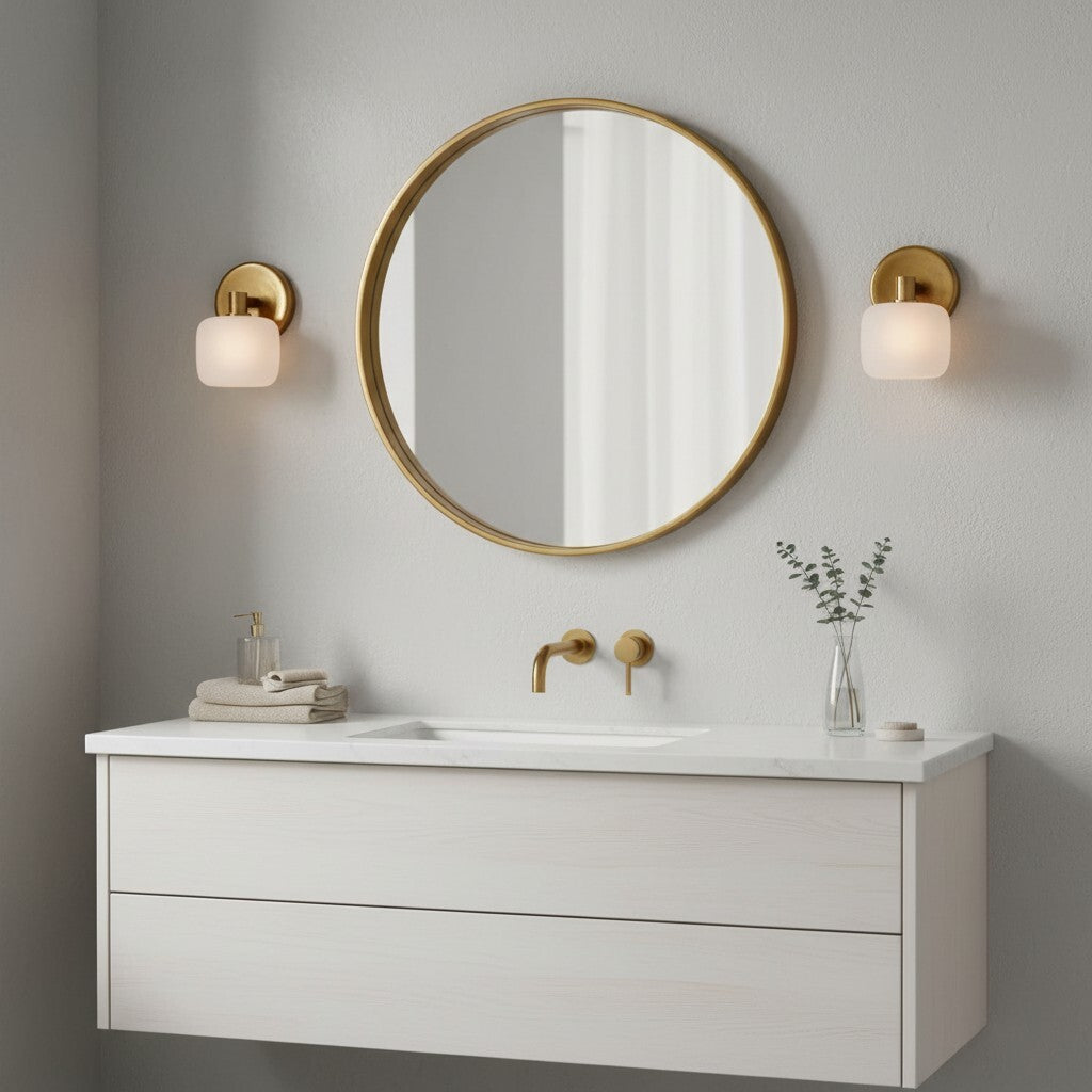 Lirra Frosted Glass Wall Sconce – Modern Minimalist Metal-Finish for Bathroom or Dressing Table