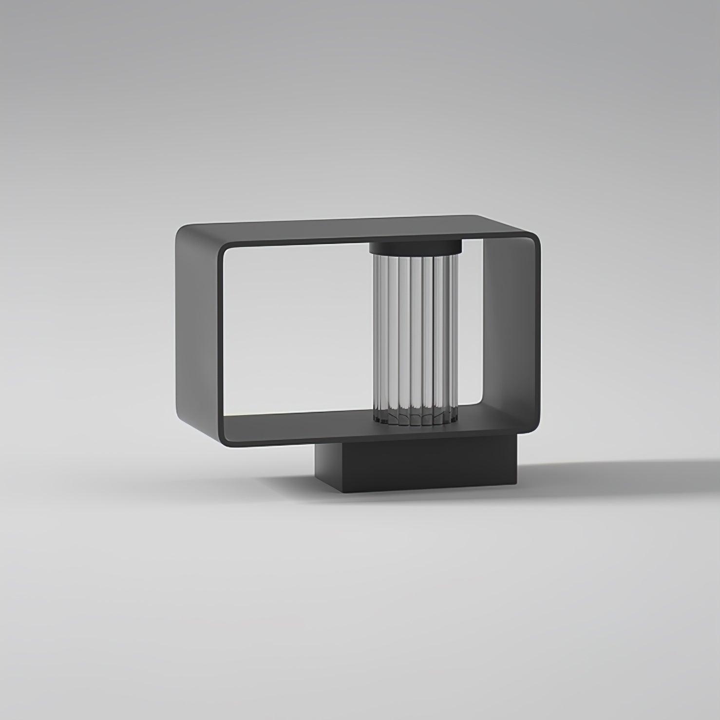 Frame Outdoor Post Lamp - Resilient Striped Glass Lamp for Driveway