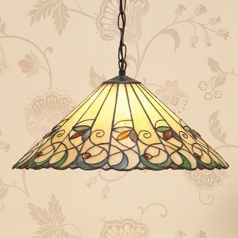 TF Jamelia Vintage Floral Stained Glass Dome Ceiling Light for Dining Rooms