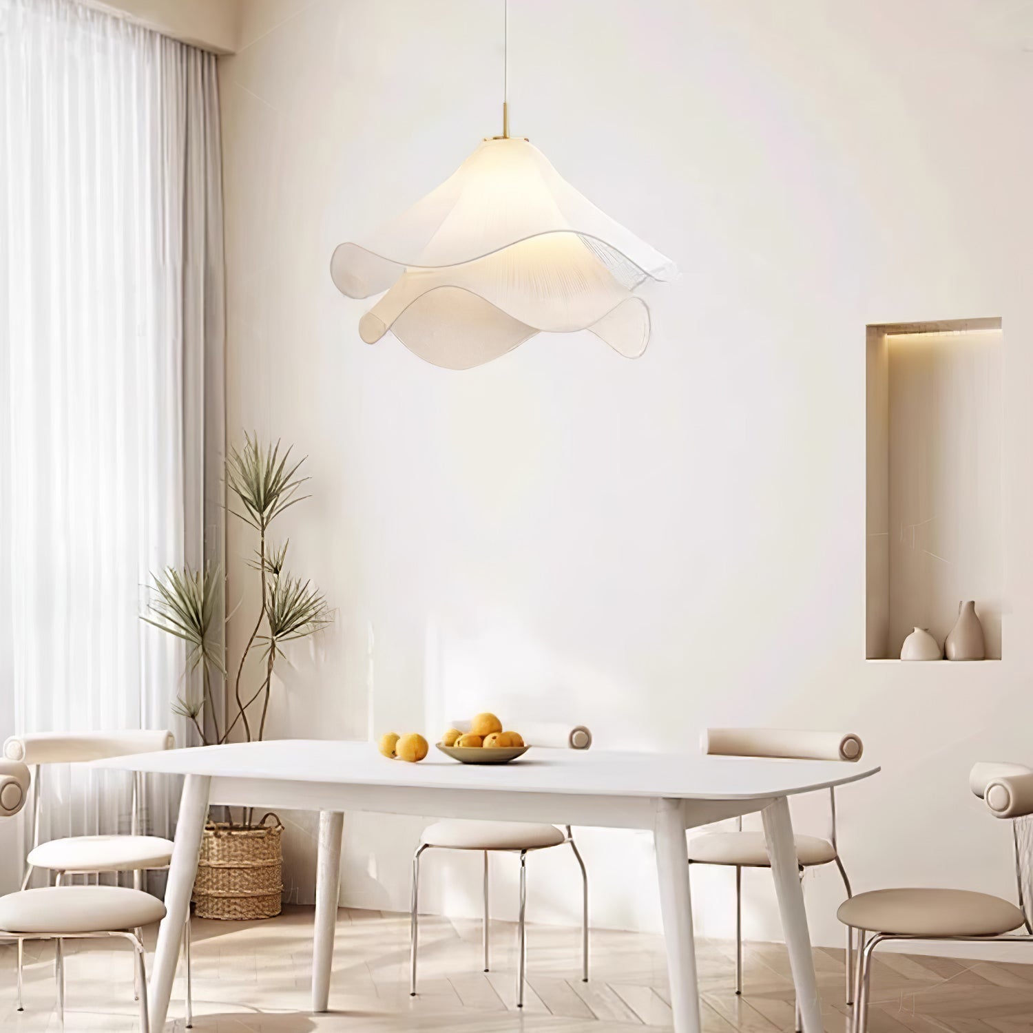 Ethereal Bloom French Floral Pleated Fabric Pendant Light