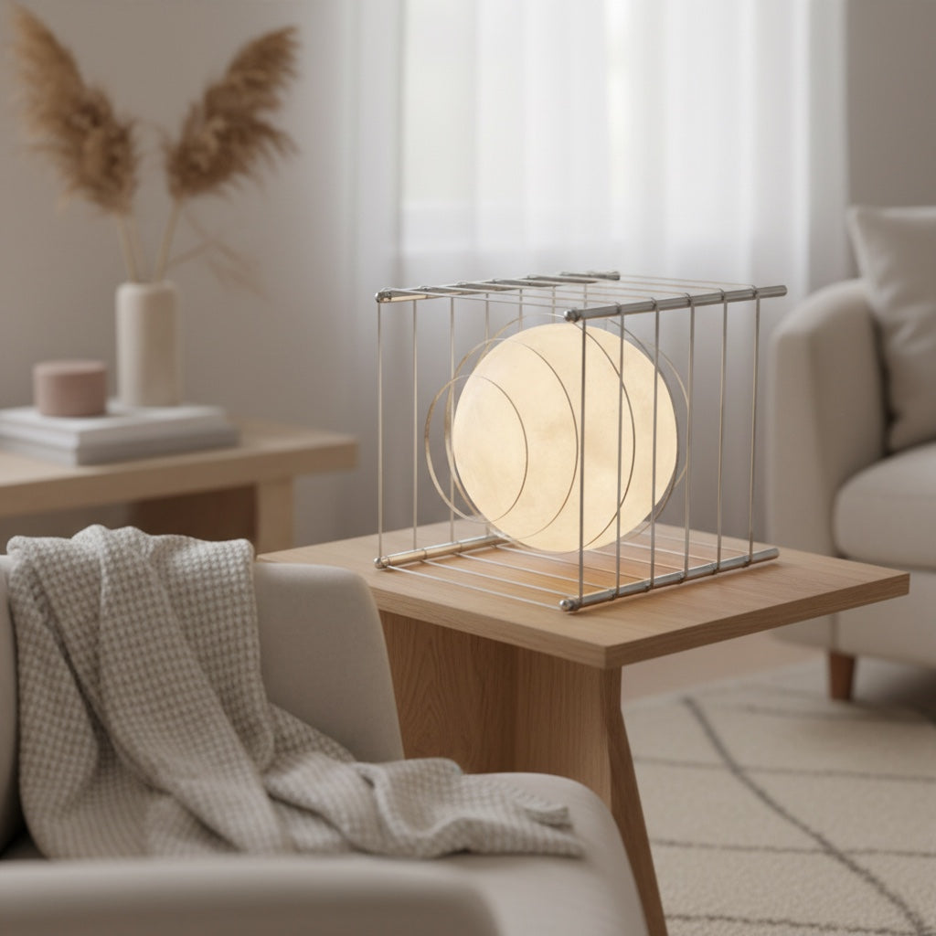 Afterglow Series Moon Cube Geometric Sphere Table Lamp - Modern Style Bedroom Decor