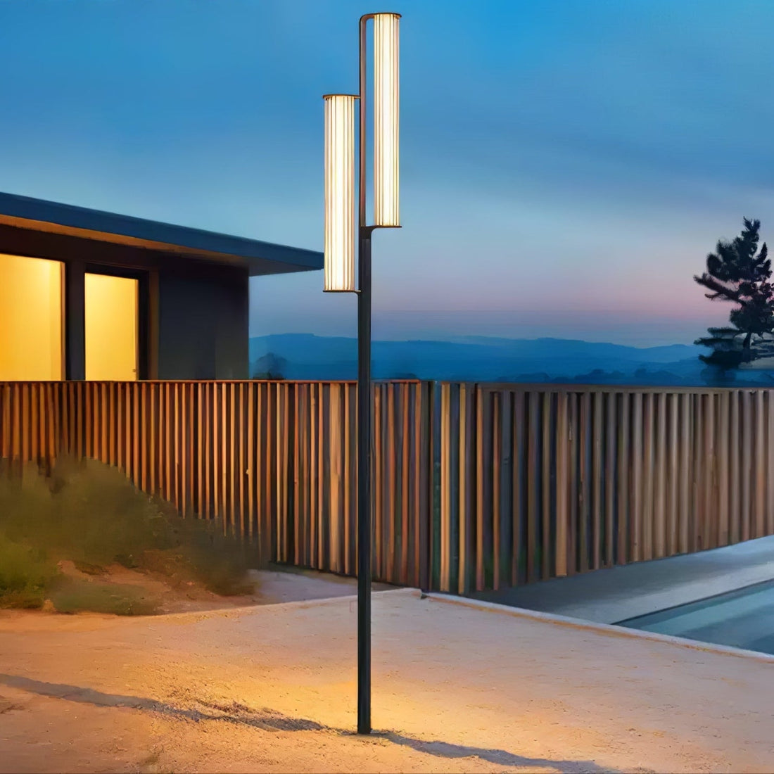 Outdoor Post Lamp - Modern Arc LED Light for Garden, Patio, or Walkway