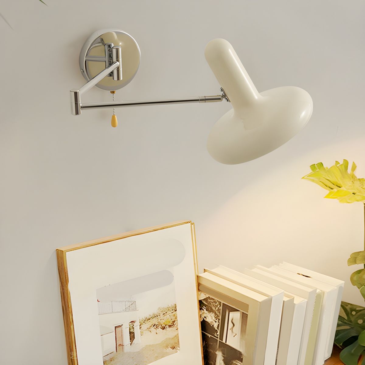 Swing Arm Wall Lamp - Retro White Adjustable Reading Light