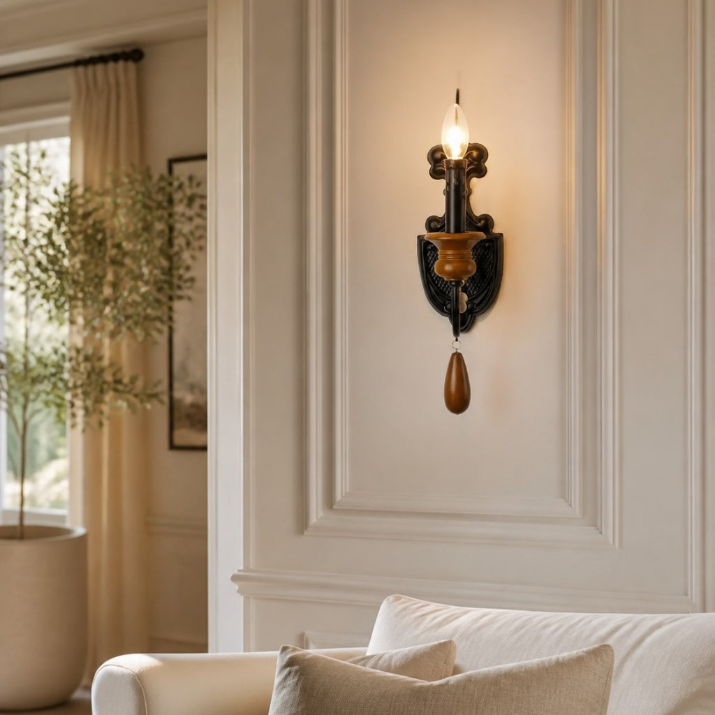 Black Beaded Candle Wall Sconce
