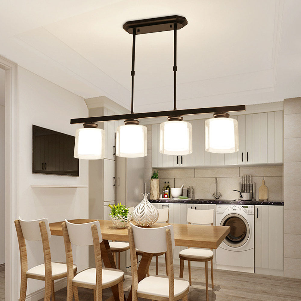 Kitchen Island Pendant Light - Modern Adjustable Height Glass Lighting